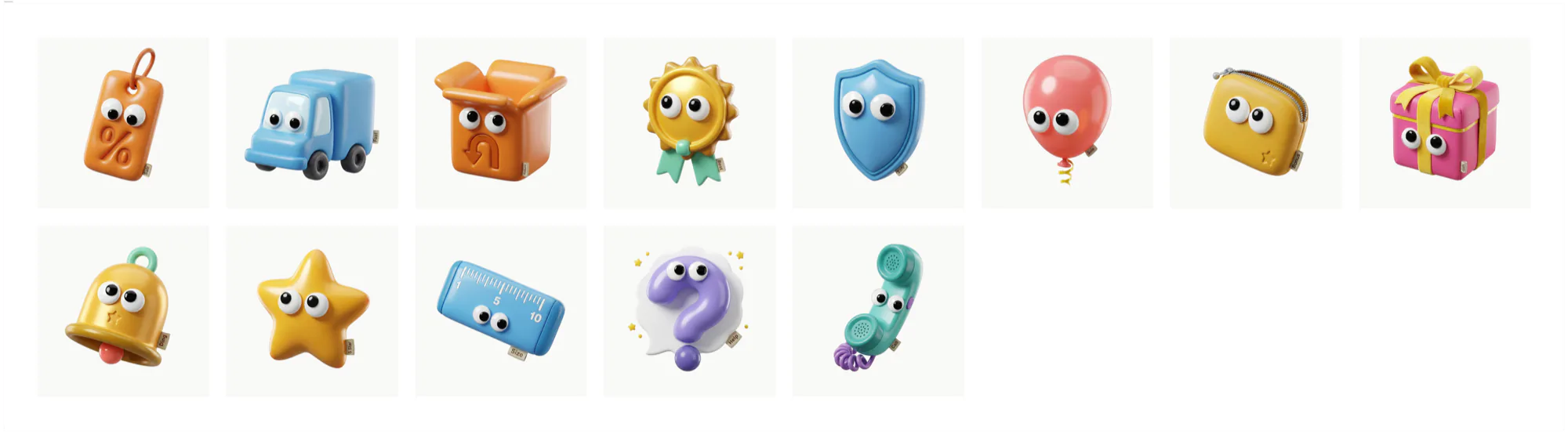 Shopping & Delivery category — 13 icons: Sale Tag, Delivery Truck, Returns Box, Trust Shield, Gift Box, Size Guide
