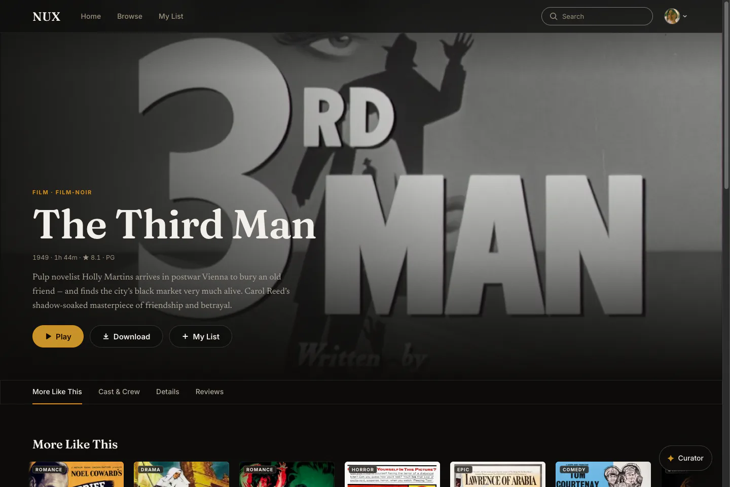 Film Detail — The Third Man: backdrop hero, Newsreader synopsis, real cast