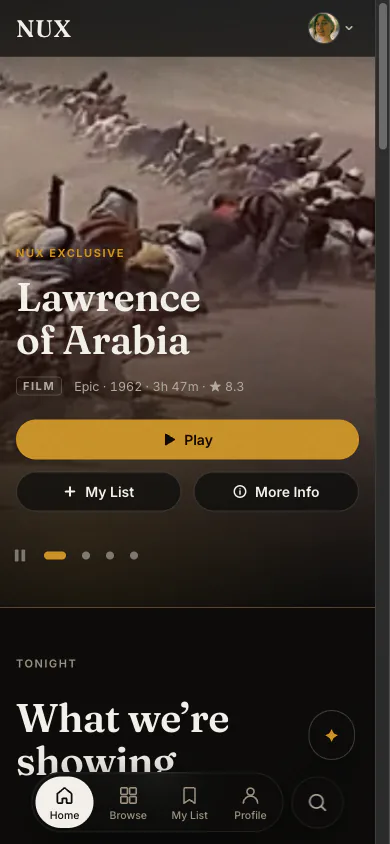Mobile — floating glass tab bar and detached search, the iOS 26 pattern