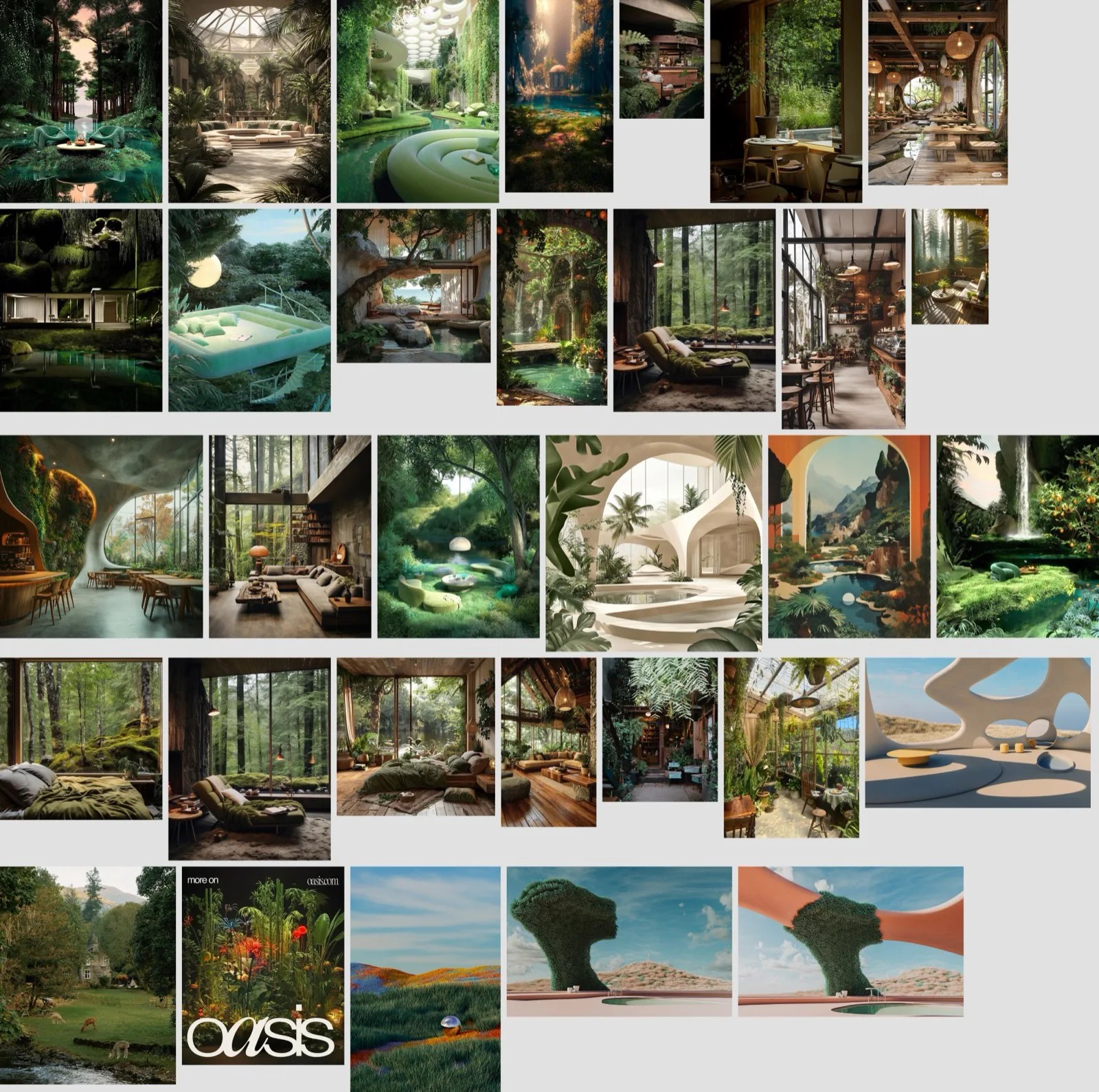 Tea Lab process board — strategy notes, menu & cup explorations, five-world moodboards