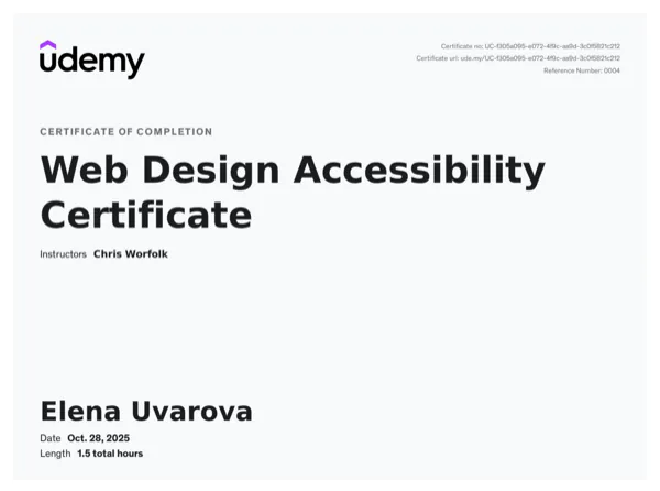 Web Design Accessibility Certificate